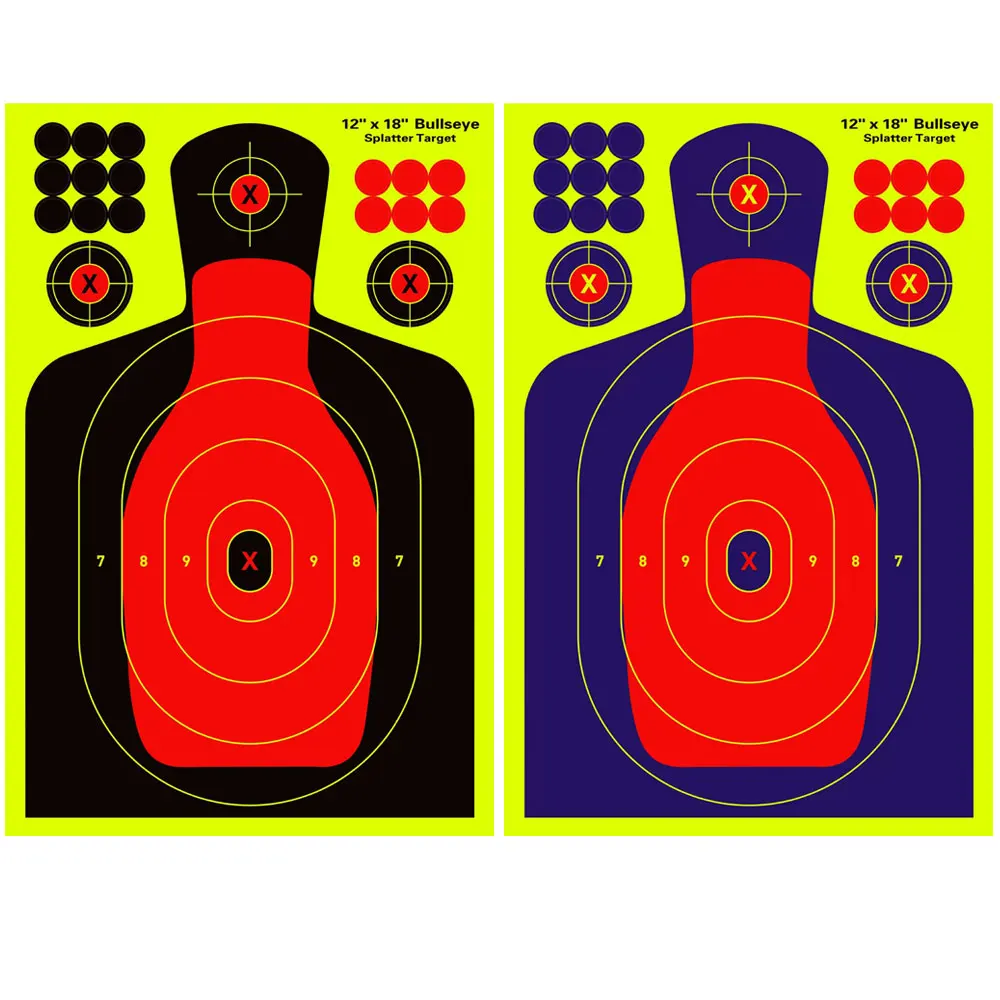 20 piezas pegatinas de objetivo de salpicaduras Bullseye de 12 ''x 18'', papel autoadhesivo para tiro, Rifle, entrenamiento Airsoft, venta al por mayor AQB186
