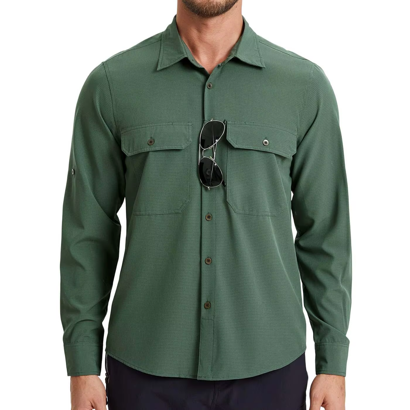 Camisa Cargo Hombre MOLLE Malla Manga Larga Bolsillos Secado Rápido