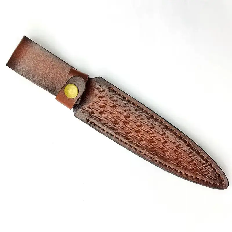 Capa superior de piel de vaca táctica para exteriores, funda para cuchillo recto, hebilla de latón, funda de cuero de vaca auténtico, funda, soporte para pantalones - imagen 3