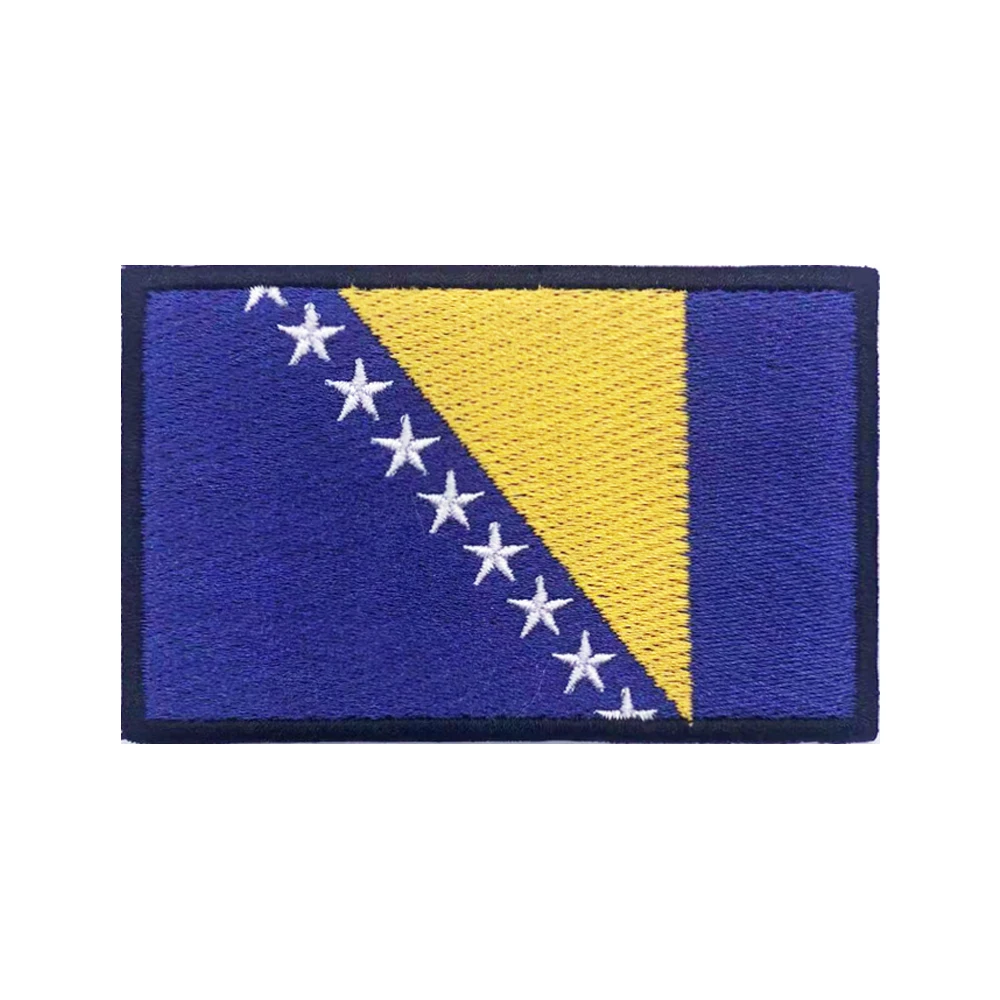 Parches de bandera de Bosnia y Herzegovina, brazalete, parche bordado, gancho y bucle, insignia bordada con hierro, raya militar