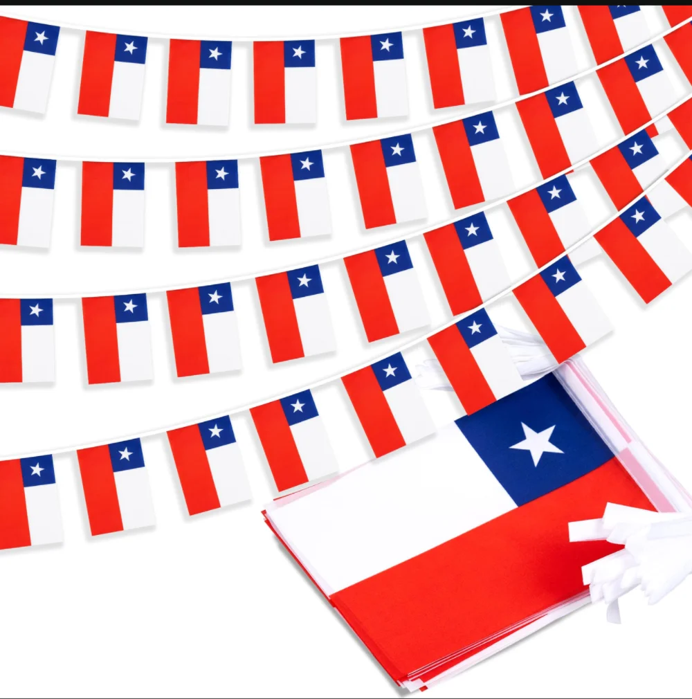 Bandera de Chile, banderines de poliéster de Chile, banderas de cuerda, 14x21cm, 20 unidades/juego, banderines de chile, banderines, banderines de cuerda, banderines, Festival Par