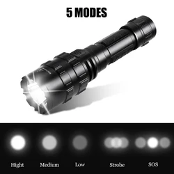 Linterna táctica recargable 2000 lúmenes zoomable con clip para airsoft