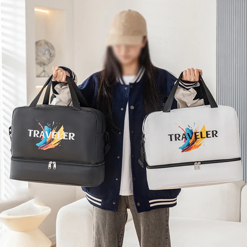 Bolsa de lona para gimnasio, bolsas deportivas para Yoga y Fitness, bolso de viaje al aire libre seco y húmedo para natación y Camping con paquete de zapatos, bolso grande de negocios - imagen 3