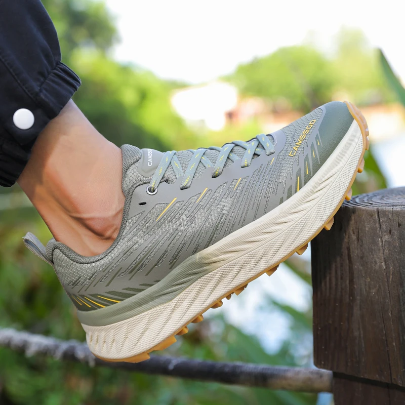 CAMSSOO zapatos de malla transpirables para senderismo al aire libre, zapatos para correr para hombre, zapatillas todoterreno para mujer, zapatos informales para caminar en montaña - imagen 3