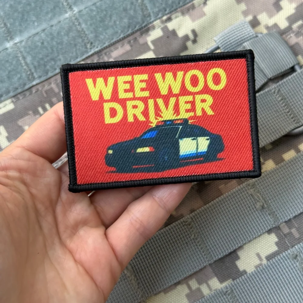 Parche WEE WOO DRWER, insignia de moral táctica, parches impresos con gancho para ropa, mochila del ejército militar, pegatina con apliques personalizados - imagen 3