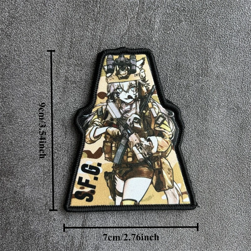 Parche táctico de Chica de Anime para ropa, insignia de moral, brazalete impreso, gancho, parches militares, accesorios para mochila, pegatinas - imagen 5