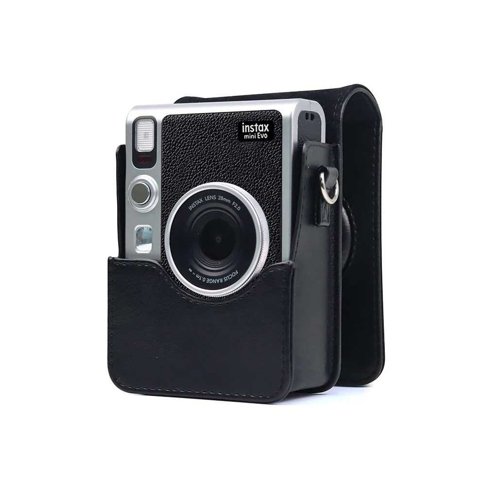 Bolsa de cámara para Fujifilm Instax Mini EVO, funda de cámara de película instantánea, funda de silicona suave de cuero PU con correa para el hombro - imagen 2