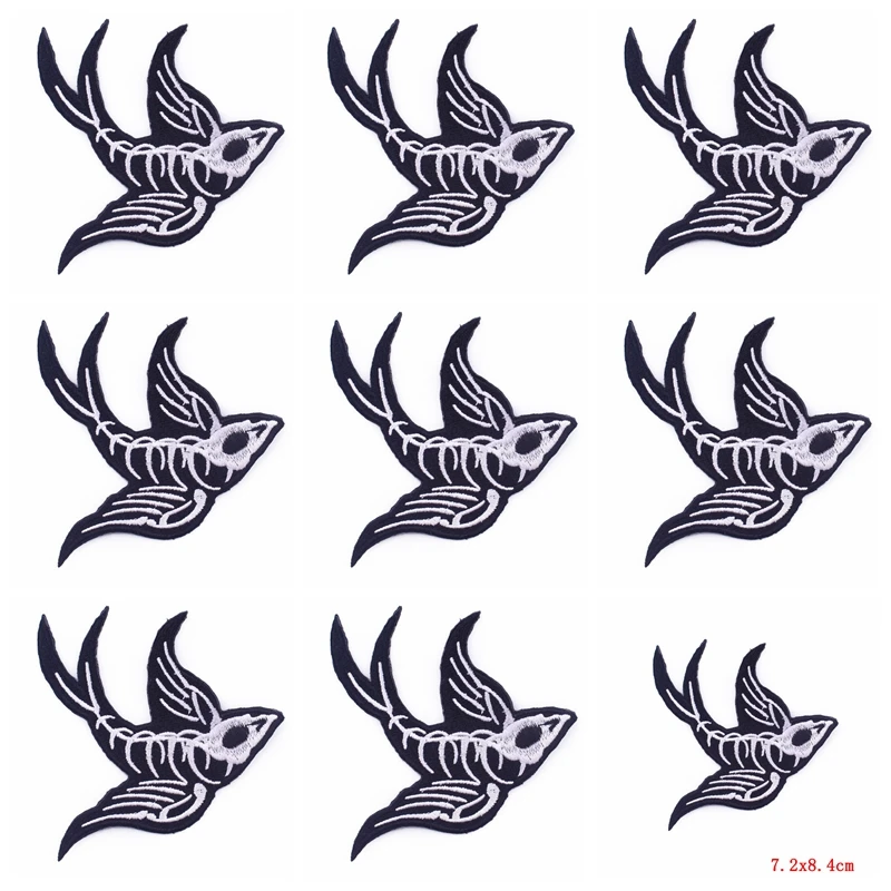 Parches bordados para planchar en la ropa, insignias de rayas Punk, Parche de animales geniales, parches termoadhesivos para ropa, 10 unidades por lote - imagen 4