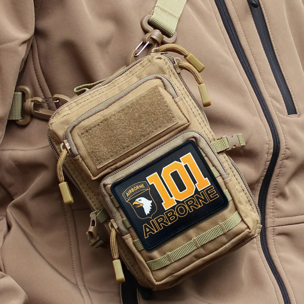 Parche táctico de moral de la 101a División Aerotransportada, insignia militar, pegatinas para mochila, brazalete con gancho y bucle de águila, aplique para casco - imagen 4