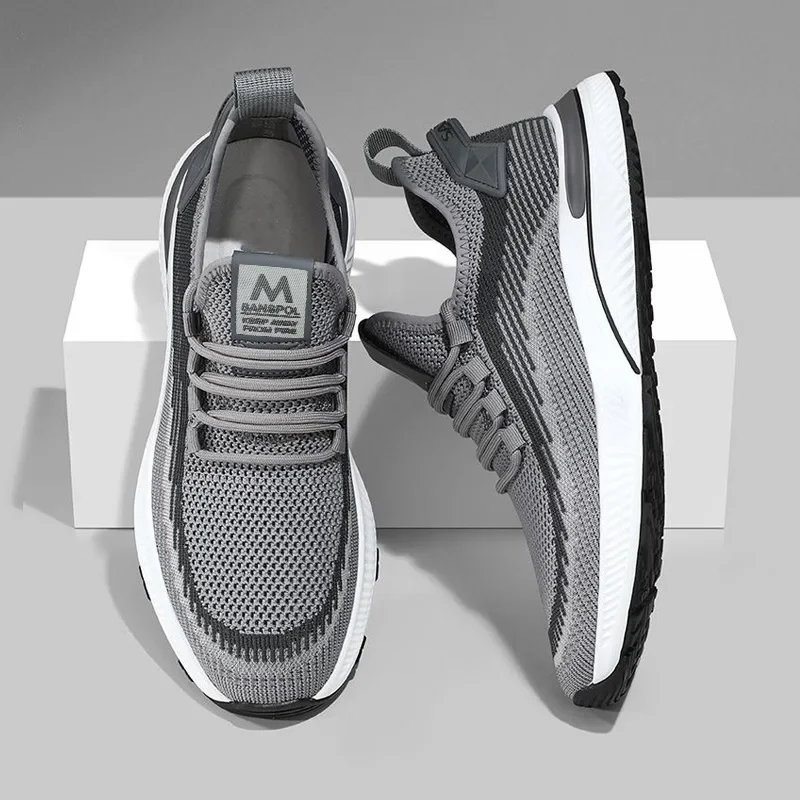 Zapatillas de deporte informales para hombre, zapatos deportivos transpirables con cordones, zapatos para correr de otoño para hombre, zapatos antideslizantes de suela suave y cómodos de malla para hombre - imagen 3