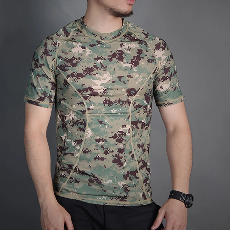 Emersongear, capa Base ajustada de piel táctica, camisetas para correr, pantalones cortos de camuflaje, camiseta transpirable para deportes al aire libre - imagen 2