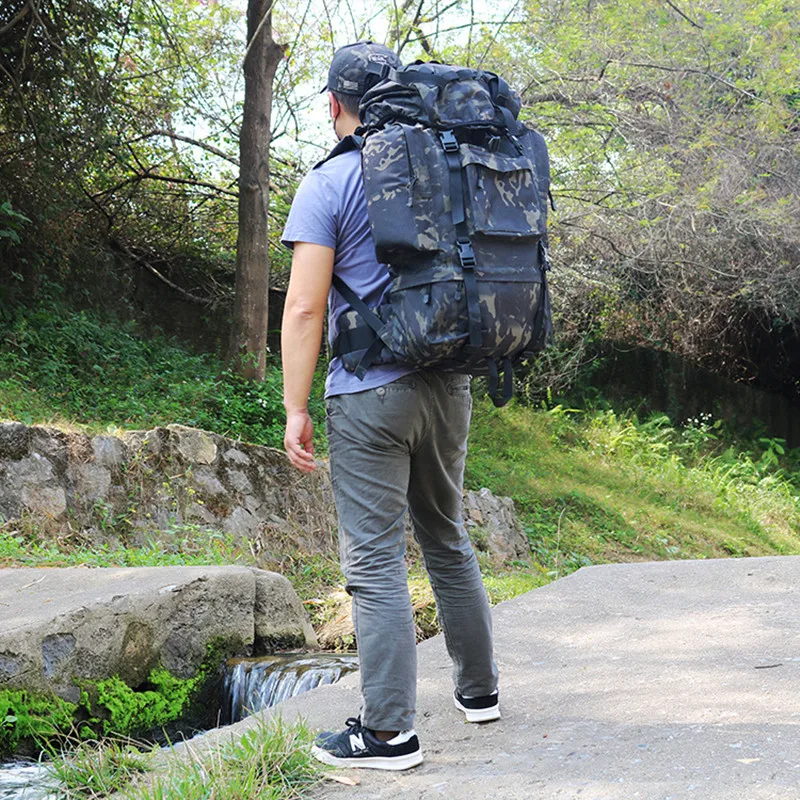 Mochila de viaje impermeable de talla grande 56-75L, bolsa de caza de camuflaje, mochila de Montañismo de aventura resistente al desgaste - imagen 5