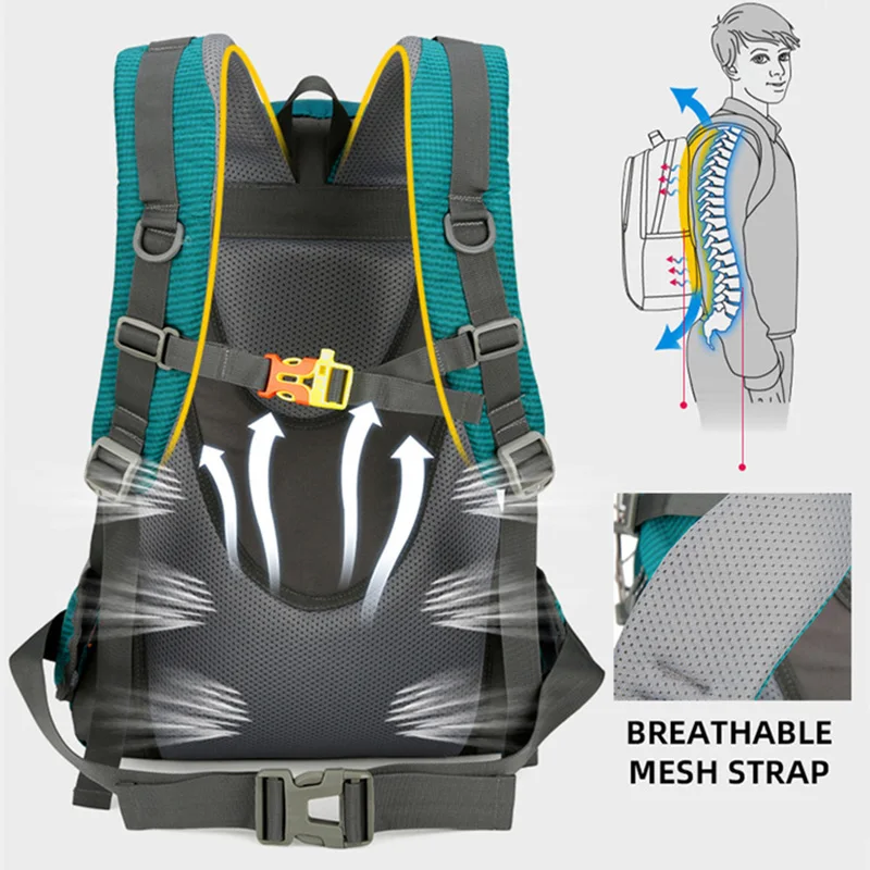 Mochila de acampada impermeable para hombre y mujer, bolso de hombro deportivo de gran capacidad para viajes al aire libre, senderismo, escalada y ciclismo - imagen 5