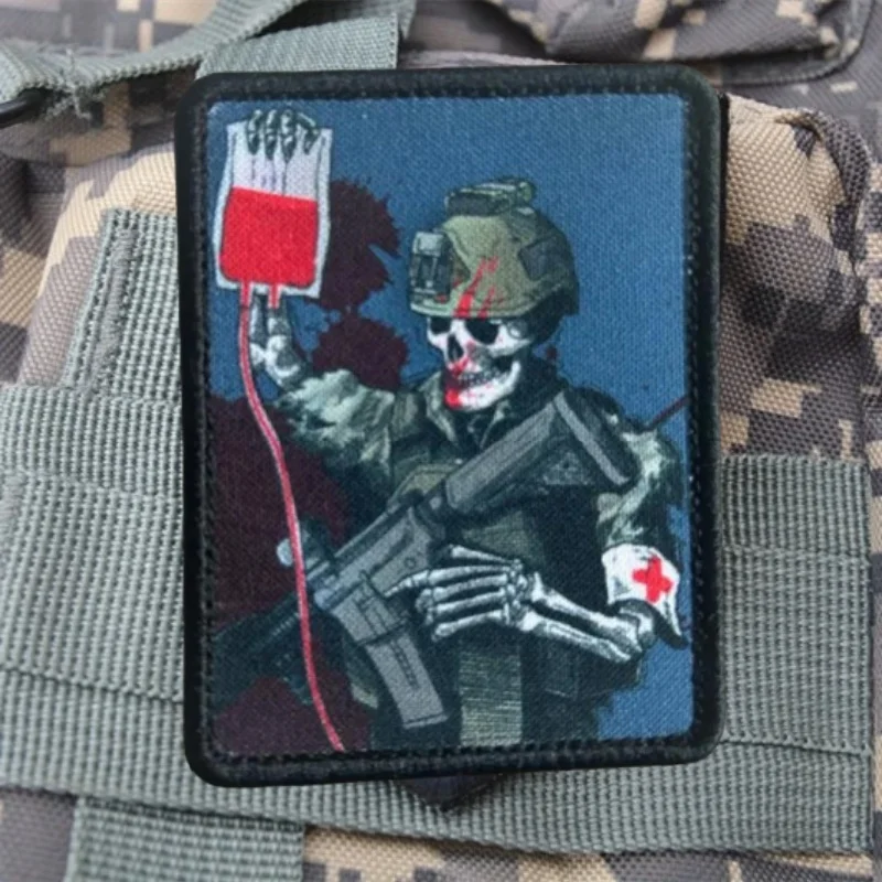 Parche táctico de Chevron con gancho y bucle, insignia de mochila de moral de soldado esqueleto de servicios médicos militares, Ruso - imagen 3