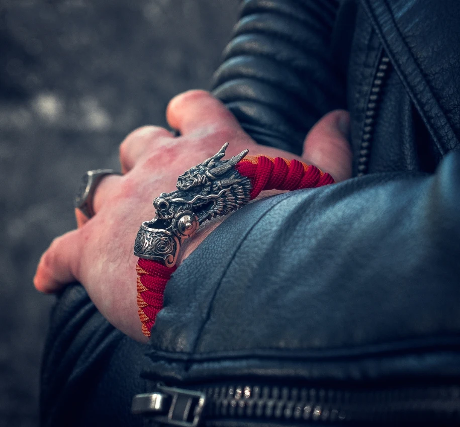 Sombrilla tejida a mano para hombres y mujeres, pulsera de cuerda de mano Edc del zodiaco chino Loong 12, regalo de cumpleaños Diy - imagen 5