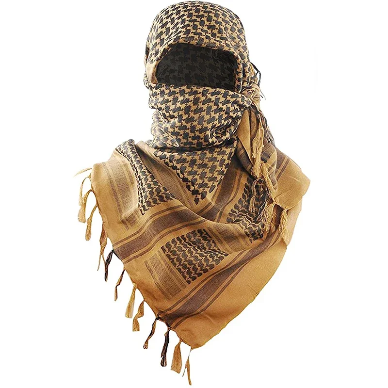 Bufanda táctica árabe Keffiyeh Shemagh, chal de algodón para invierno, cubierta más cálida para el cuello, envoltura para la cabeza, bufanda para senderismo y acampada a prueba de viento para hombres y mujeres - imagen 4