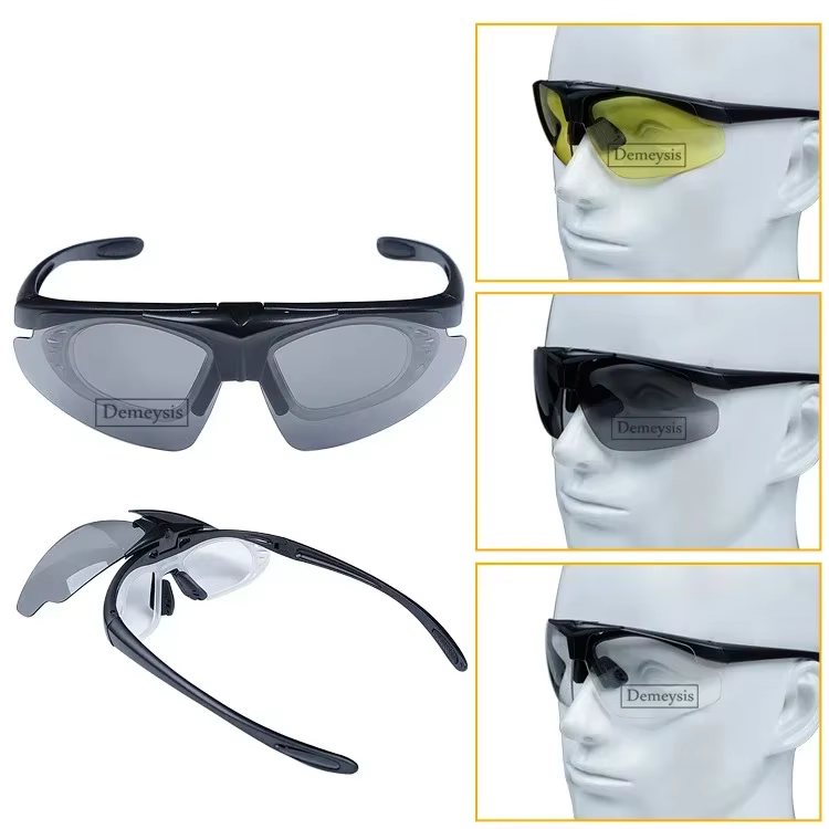 Gafas de tiro con protección UV, gafas de sol para senderismo, caza y pesca, lentes abatibles hacia arriba, gafas tácticas de combate para Paintball - imagen 3