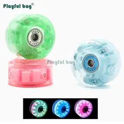 Rueda intermitente de luz de 6 colores de 58x32MM para patines de ruedas de doble hilera PU rodamiento 608RS de alta elasticidad 82A ruedas de monopatín AMB106