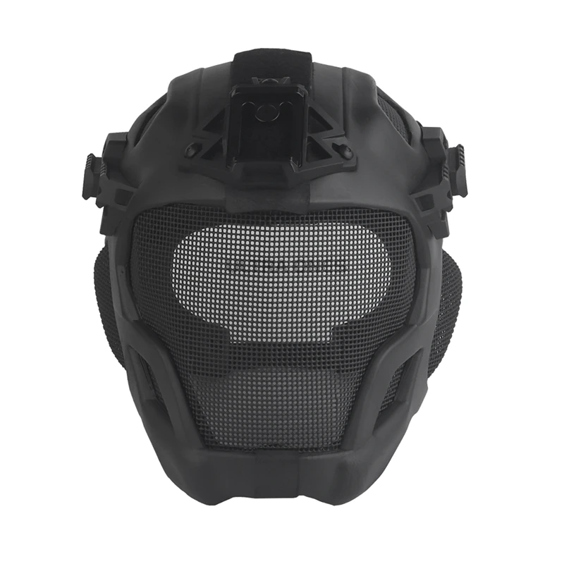 Casco táctico totalmente cubierto ajustable CS Airsoft Paintball cascos deportivos malla de acero máscara protectora de seguridad casco EVA - imagen 2