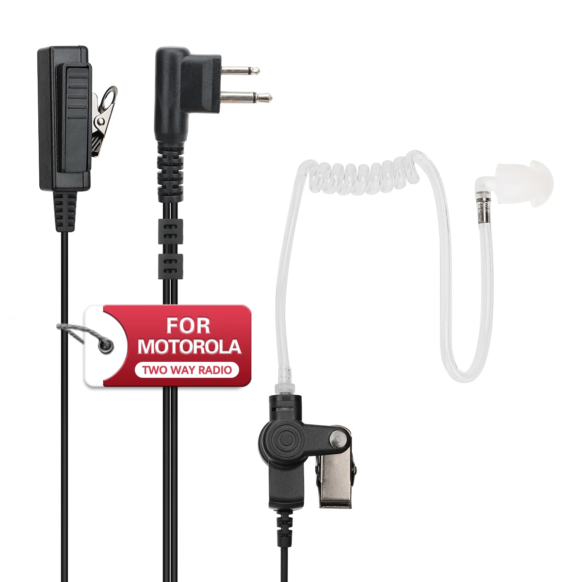 ABBREE-auriculares Walkie Talkie de 2 pines con enchufe M, auricular de tubo acústico de aire oculto con micrófono, PTT grande para Radio bidireccional Motorola