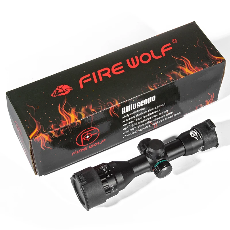 FIRE WOLF 4X32 AOE mira para Rifle con Cruz iluminada roja y verde alcance óptico táctico para caza mira de bolsillo para pistola de aire - imagen 5