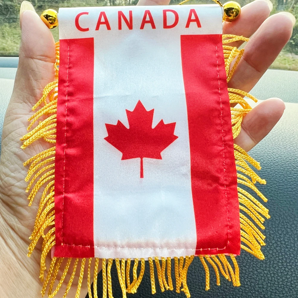 10x14cm decoración de ventana de coche poliéster Canadá banderín colgante banderas Mini banderín canadiense - imagen 4
