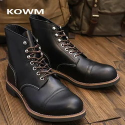 KOWM Botas de trekking piel vaca alta hombre