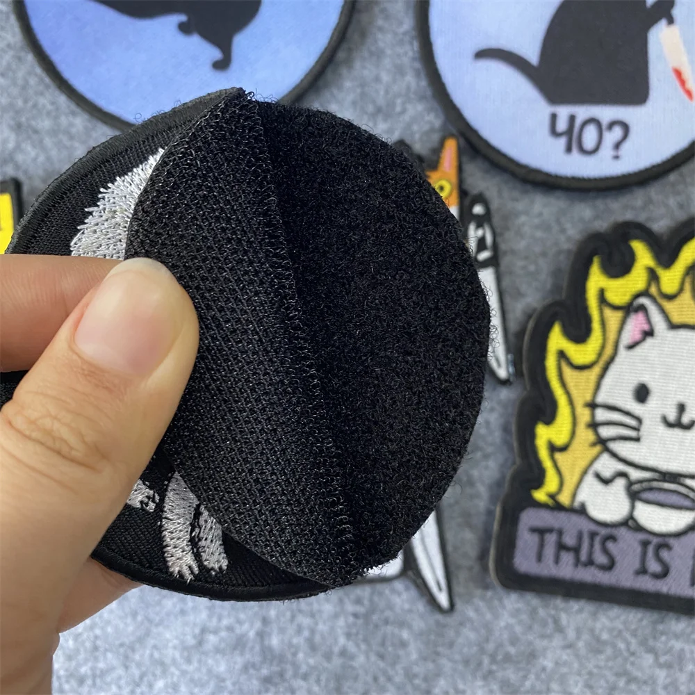 Parches bordados de animales y gatos para ropa, insignia de moral de gatito lindo, pegatina de mochila táctica, parches de marca de tejido de gato - imagen 5