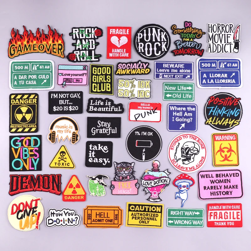 Take It Easy parches con eslogan de letras, parche bordado DIY, parches para planchar para ropa, chaqueta, apliques para coser, parches de letras de dibujos animados - imagen 2