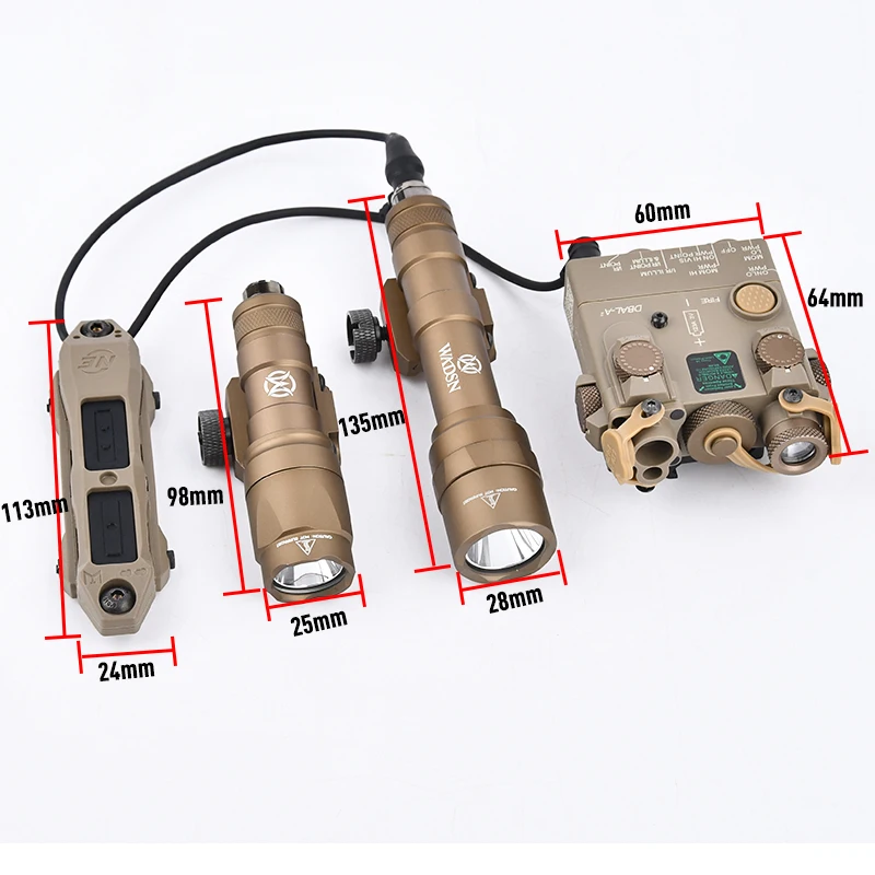 Linterna DBAL-A2 láser rojo verde azul punto M300 M300A M600 M600U luz blanca con interruptor de presión de Control Dual partes Airsoft - imagen 5