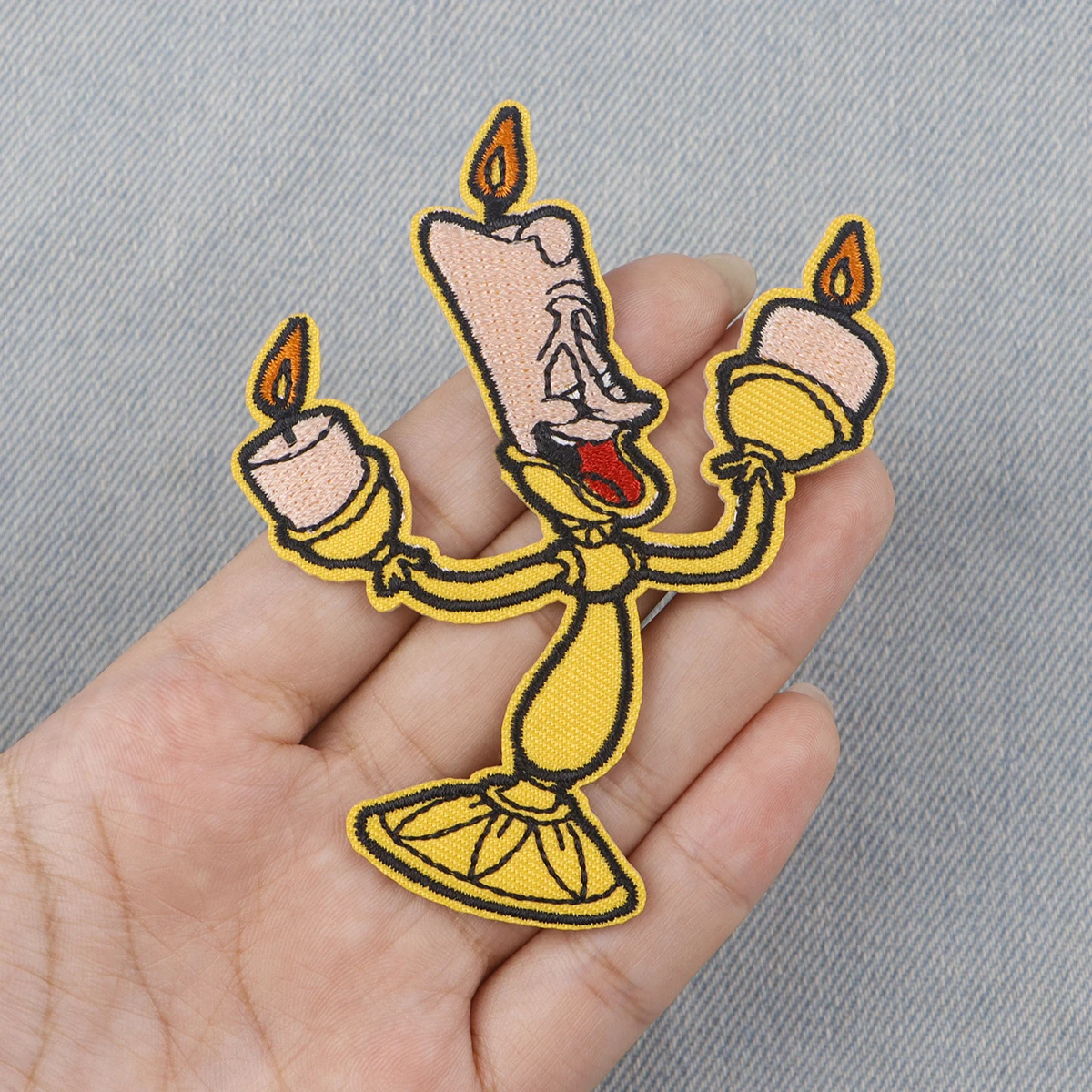 Parche bordado de velas de cuentos de hadas, parches termoadhesivos de dibujos animados para planchar para ropa, insignias para coser DIY