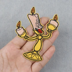 Parche bordado de velas de cuentos de hadas, parches termoadhesivos de dibujos animados para planchar para ropa, insignias para coser DIY