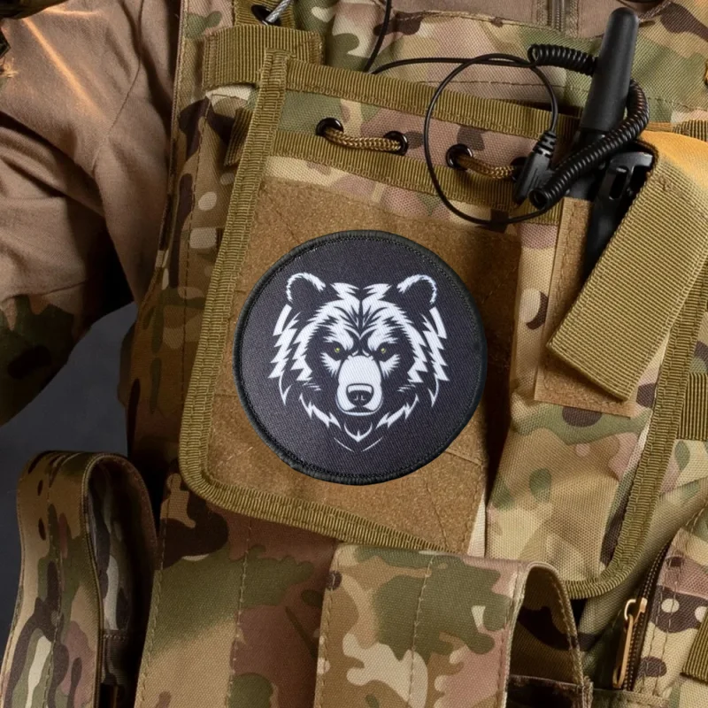 Parche de Chevron táctico de moral de oso, brazalete del ejército militar, parches de gancho y bucle impresos para ropa, pegatina para mochila - imagen 3