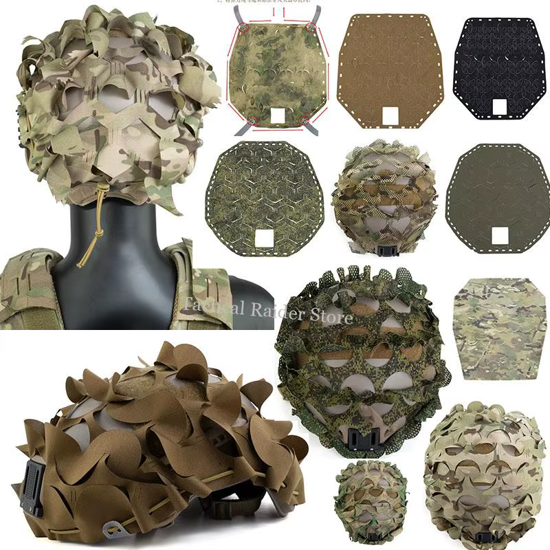 Cubierta casco táctico camuflaje tipo red corte alto