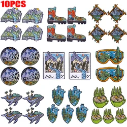 Parche bordado para acampar en montaña, parches de aventura al aire libre para ropa, parches para planchar, ropa, mochila, chaquetas, bricolaje, 10 Uds.