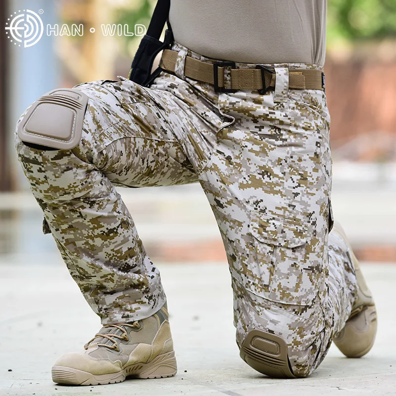 Pantalones tácticos, ropa Airsoft, pantalones para hombre, pantalones de camuflaje de combate, pantalones Cargo impermeables para acampar y Paintball, ropa para senderismo y escalada - imagen 3