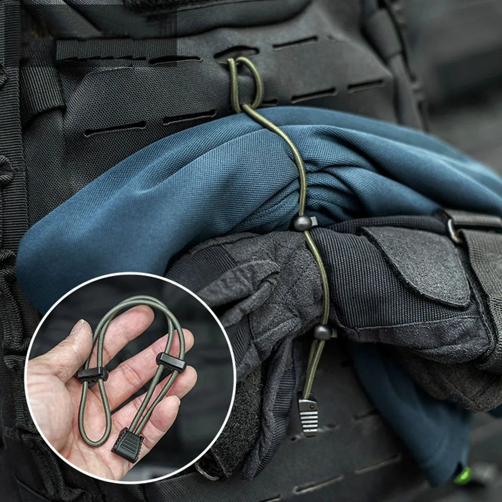 ​ Mochila ajustable con cuerda elástica para exteriores, soporte para bastón para caminar en montaña, fijación de poste de senderismo, hebilla de cuerda, 2 uds. - imagen 2