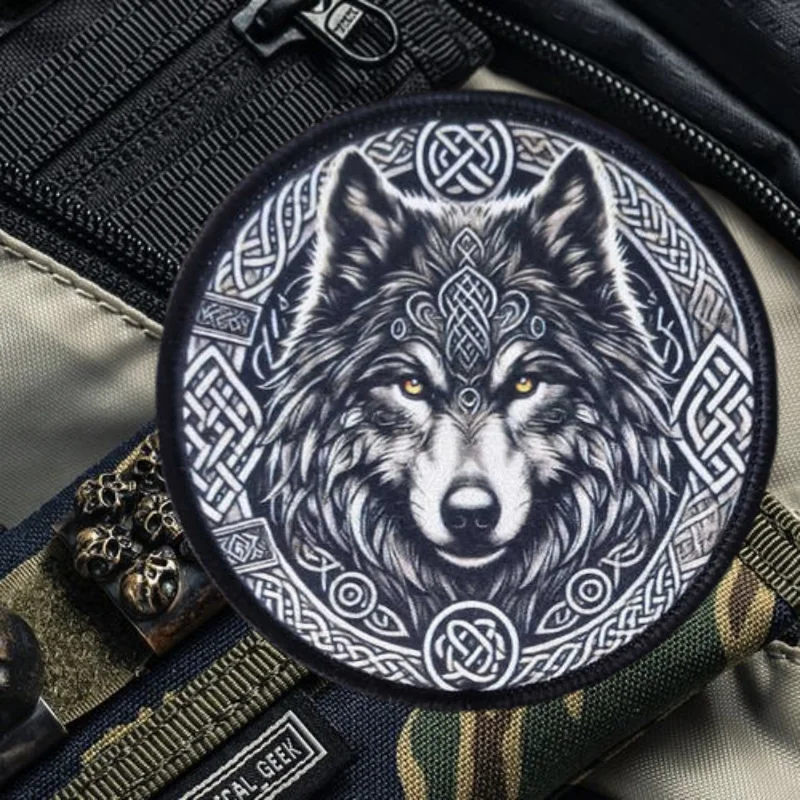 Parche con estampado de lobo militar, chaleco táctico, sombreros con gancho y bucle, insignia de moral, mochila, pegatinas decorativas, parches para brazalete para ropa - imagen 4