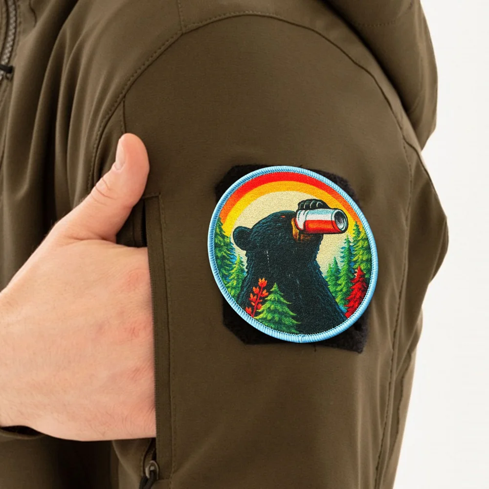 Parche Divertido de Oso Bebiendo Cerveza, Recuerdo para Campamento, Senderismo, Insignias de Moral para Chaquetas, Mochilas, Apliques de Parques Nacionales - imagen 3