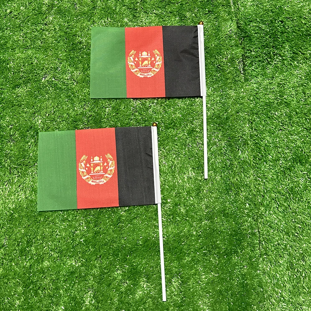 BANDERA DE SKY Bandera de mano de Afganistán 14x21 cm Banderas de mano nacionales afgano afghani kabul AF AFG Banner de la República Islámica de Afganistán - imagen 3