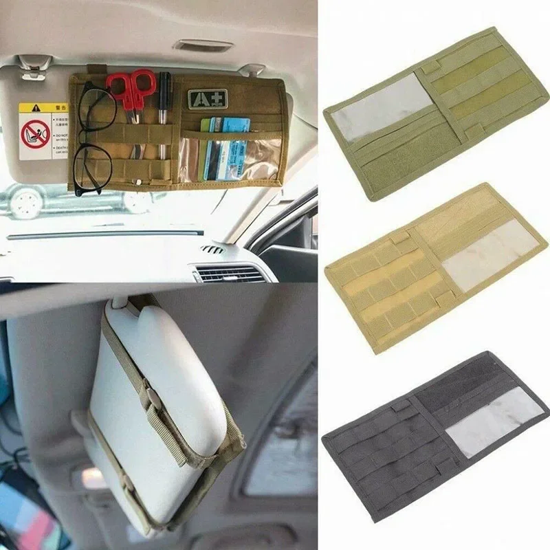 Panel de visera táctica MOLLE para vehículo, organizador de parasol para camión y coche, bolsa de soporte para CD, accesorios para automóvil - imagen 3