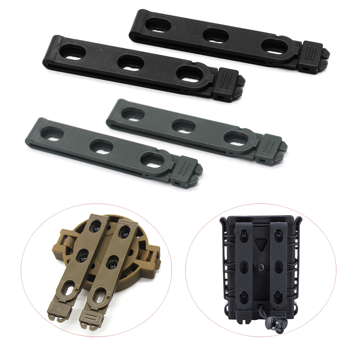 Clip de correa MOLLE Kydex, sistema táctico Molle, Clips traseros, abrazadera para bolsa de revista, cuchillo, vaina K, 1 par