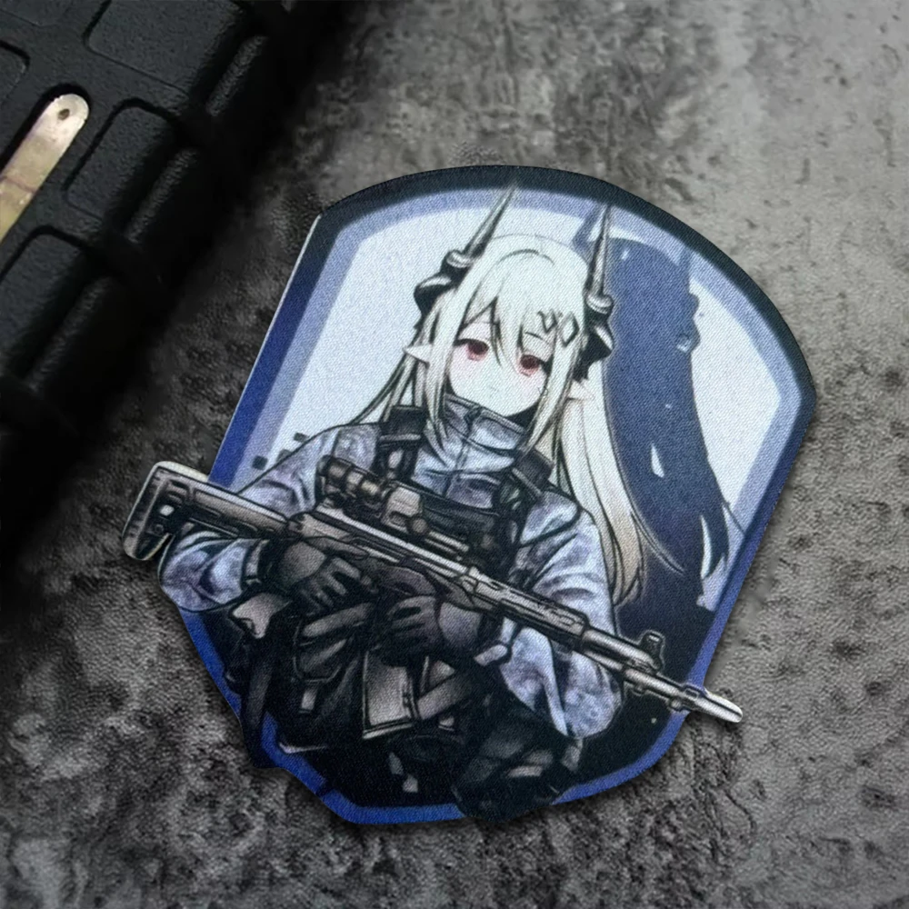 Parche táctico de Chica de Anime, parches divertidos de gancho y bucle, insignia de moral militar, brazalete del ejército, pegatinas para mochila