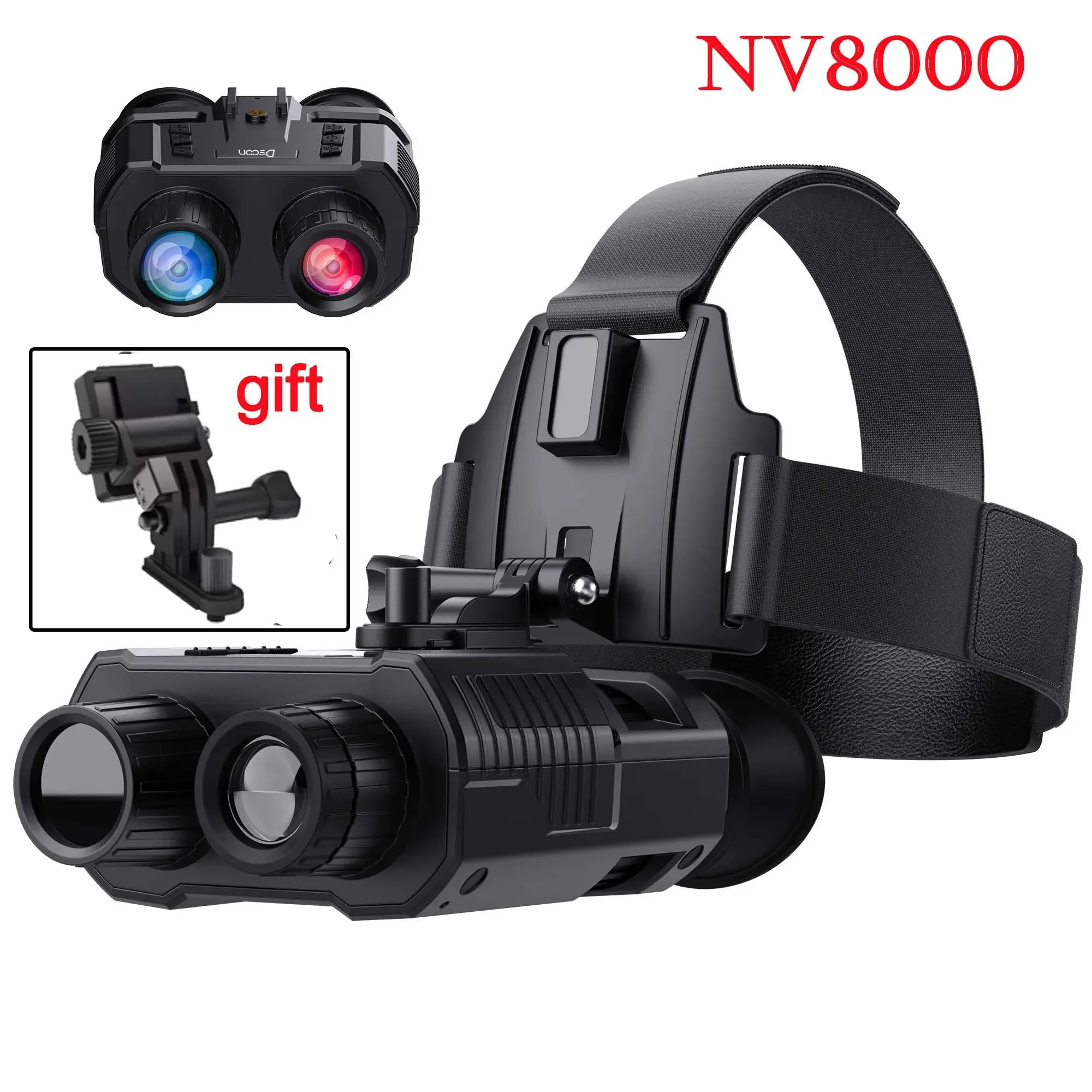 NV8000 3D binoculares de visión nocturna infrarroja telescopio HD 1080P montaje en cabeza cámara de oscuridad para gafas tácticas de caza - imagen 2