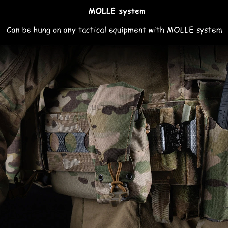 Bolsillo táctico MOLLE multifuncional para caza al aire libre, soporte para Radio, bolsa para revistas Airsoft, riñonera con solapa de retención extraíble - imagen 3
