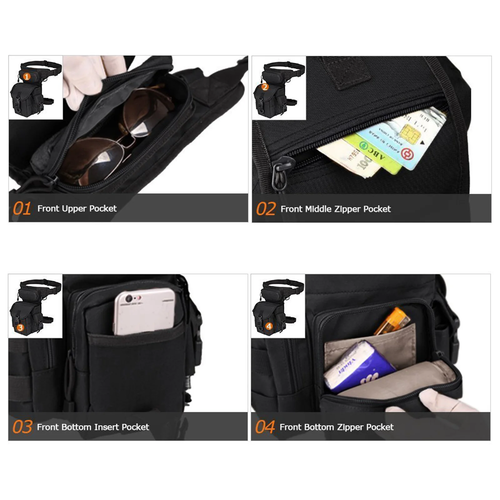 Bolsa táctica para pierna, bolsa para muslo, riñonera para motocicleta, bicicleta de carreras, nailon, alta calidad, ciclismo, senderismo, montar a caballo - imagen 2