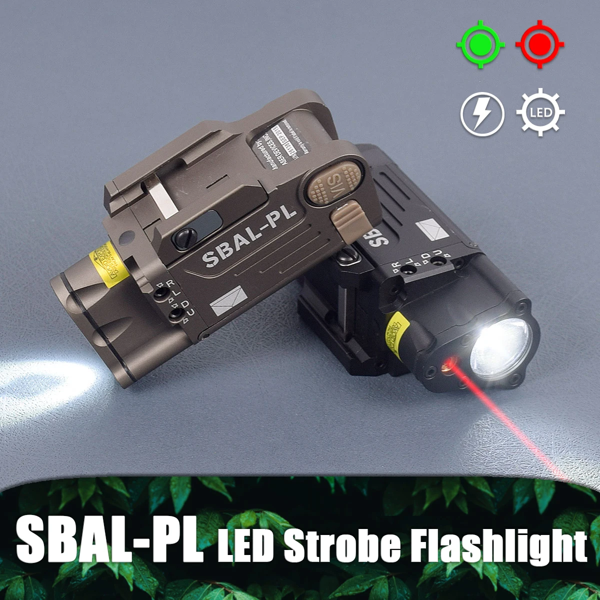 Linterna estroboscópica de luz blanca táctica SBAL-PL, punto rojo constante, armas de visión, pistola G17 G18C, luz LED colgante, riel de 20mm