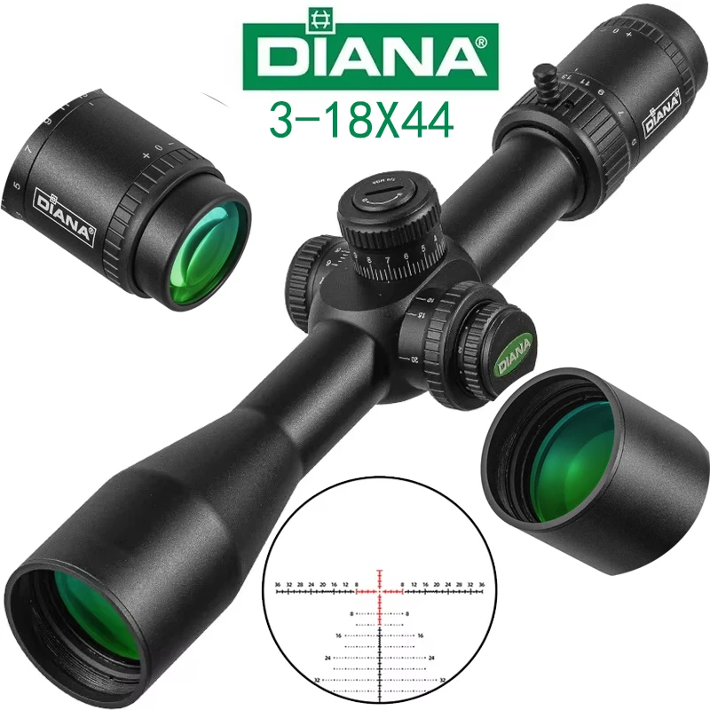 DIANA 2025 3-18X44 alcance SFIR FFP alcance primer plano Focal mira telescópica de caza mira óptica de disparo iluminada roja - imagen 2