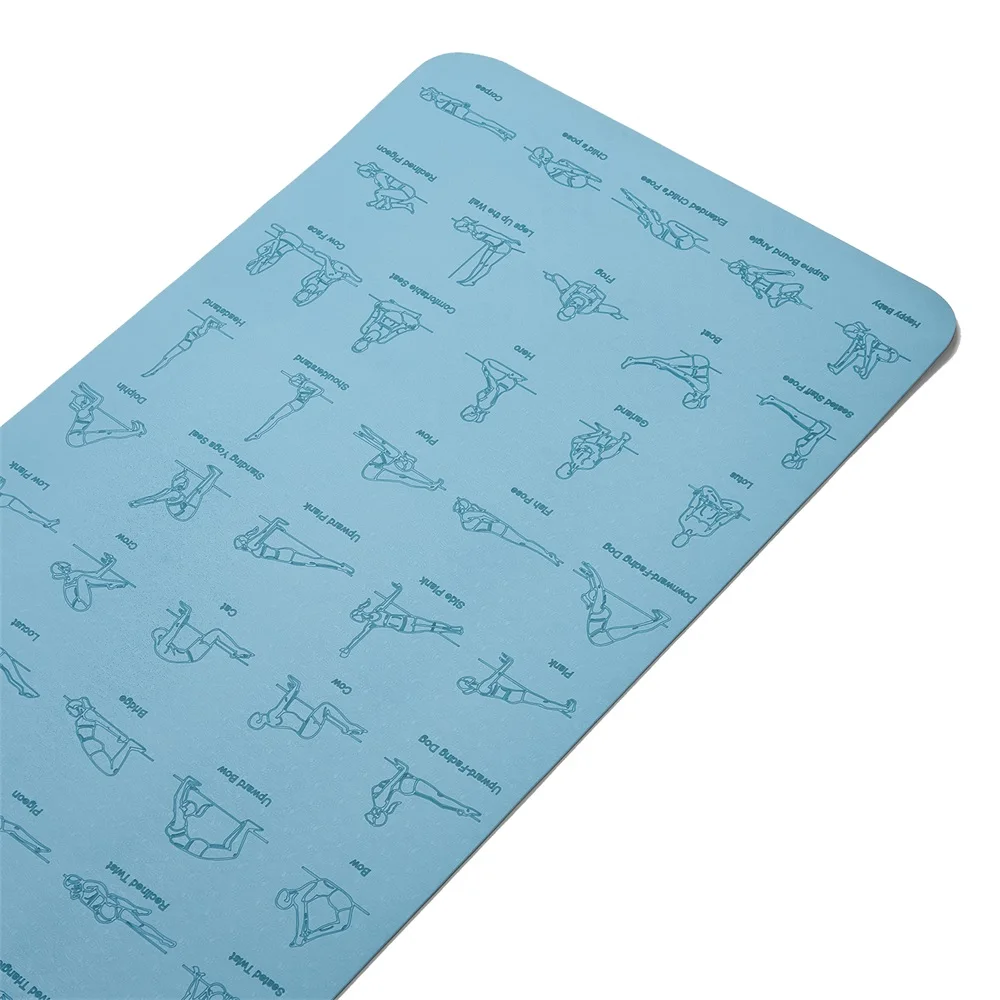 Esterilla de Yoga de 5mm de grosor con Poses impresas para Pilates, 183x60x5cm, esterilla grande antideslizante para ejercicio en el gimnasio - imagen 5