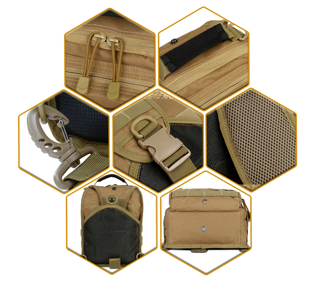 Mochila táctica de un solo hombro, bandolera de asalto Molle, pequeña EDC, mochila de una correa, bolsas tácticas - imagen 4